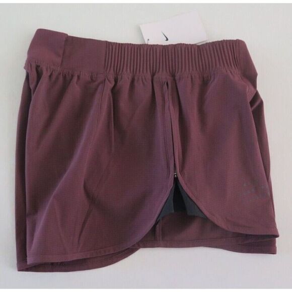 Nike DD5328 646 Women's Sz M Dark Wine/Black Dri-Fit Tempo Luxe Running Shorts - Picture 4 of 6